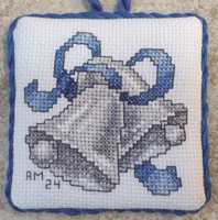 Silver Jingle Bells Ornament (blue version)